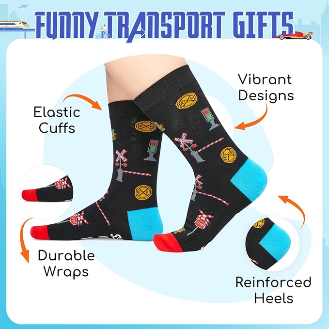 HAPPYPOP Train Gifts for Boys - Train Socks for Trains Lovers, Railroad Gifts for Kids