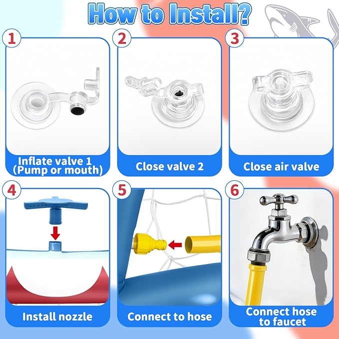 Intoypad Water Sprinkler Soccer Toys, Inflatable Shark Soccer Goal with a Soccer Ball for Backyard Pool Outdoor Play, Summer Water Games Outside Yard Pool Gifts Toys for Boys Girls Kids Ages 3-8