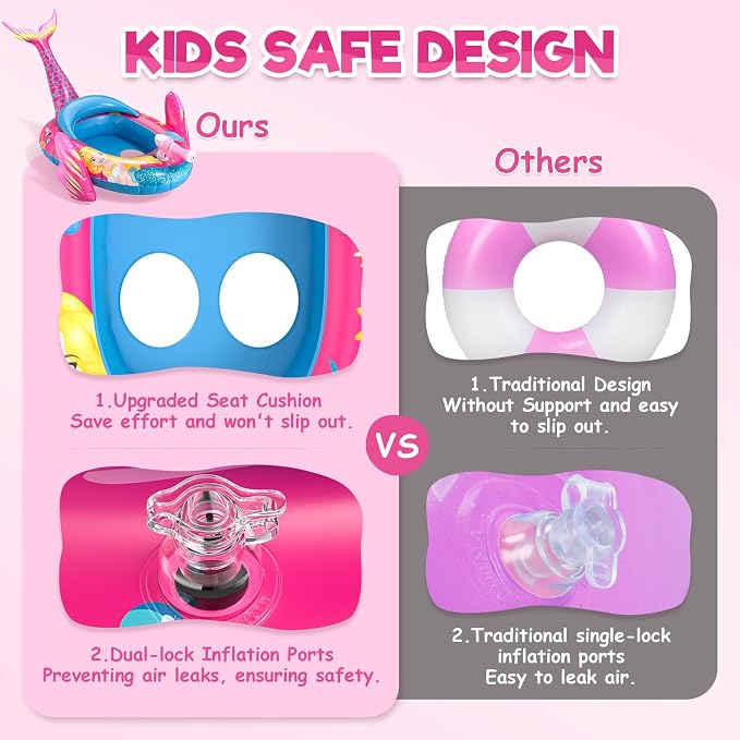 Kids Pool Floats with Water Gun, Toddler Inflatable Pool Toys for Kids Age 3-8 Years Old, Summer Outdoor Water, Beach, Swimming Pool Toys Gift for Girls