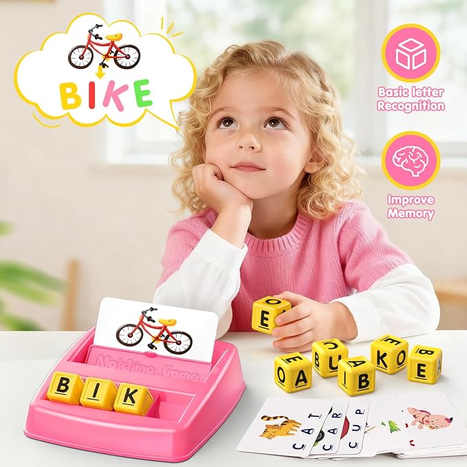HahaGift Educational Toys for 2-5 Year Old Girl Gifts, Matching Letter Learning Games Activities, Christmas Birthday Gift for Toddler Kids Age 2 3 4 5 Year Olds Girls