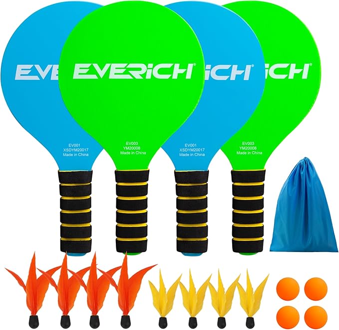 Paddle Ball Set – Indoor & Outdoor Racket Game for Kids, Teens, and Adults, Badminton & Camping Games Essentials, Fun for Beach, Yard, and Lawn Play All Year Round