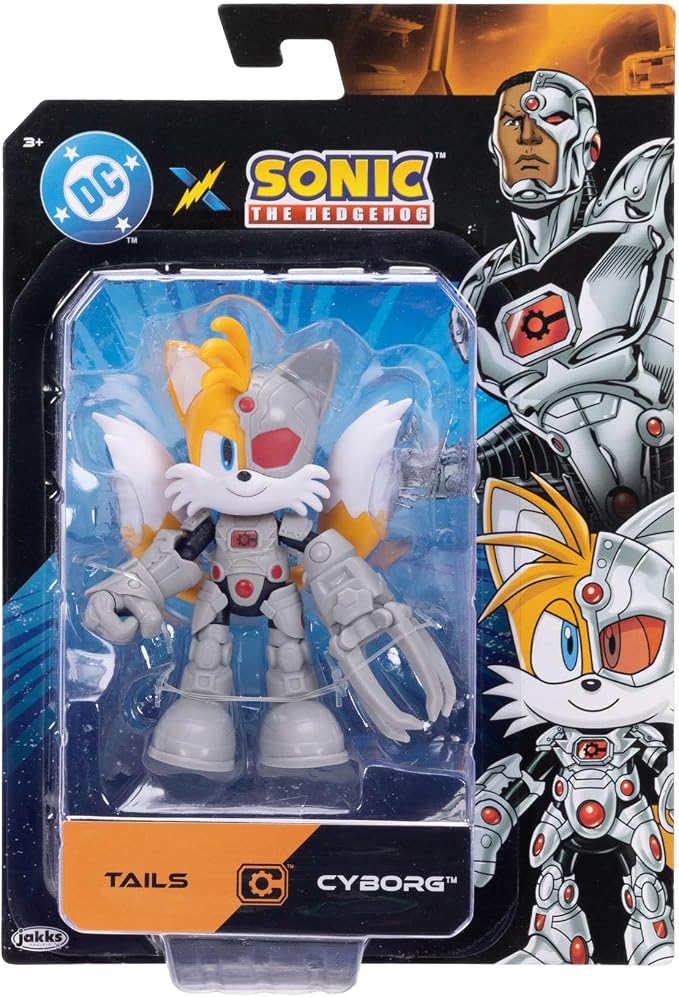 DC X Sonic Collectable Action Figures Shadow as Batman, Tails as Cyborg, Knuckles as Superman Featuring Highly Articulation Figures with Dynamic Posing