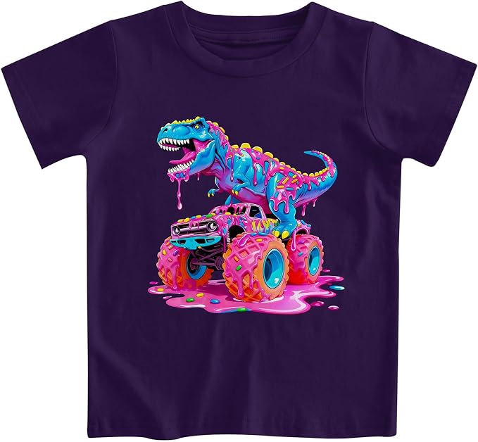 Lovekider Cotton Shirt for 3-6T Boys Truck Dinosaur Toddler Kids T-Shirt Short Sleeve Excavator Construction T-Rex Tee Shirts