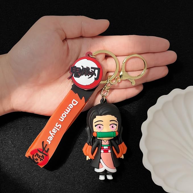 Anime Slayer Novelty Keychain, Collectable Cartoon Mini Figure, Cute Fun Keyring Jewelry Gift for Men and Women