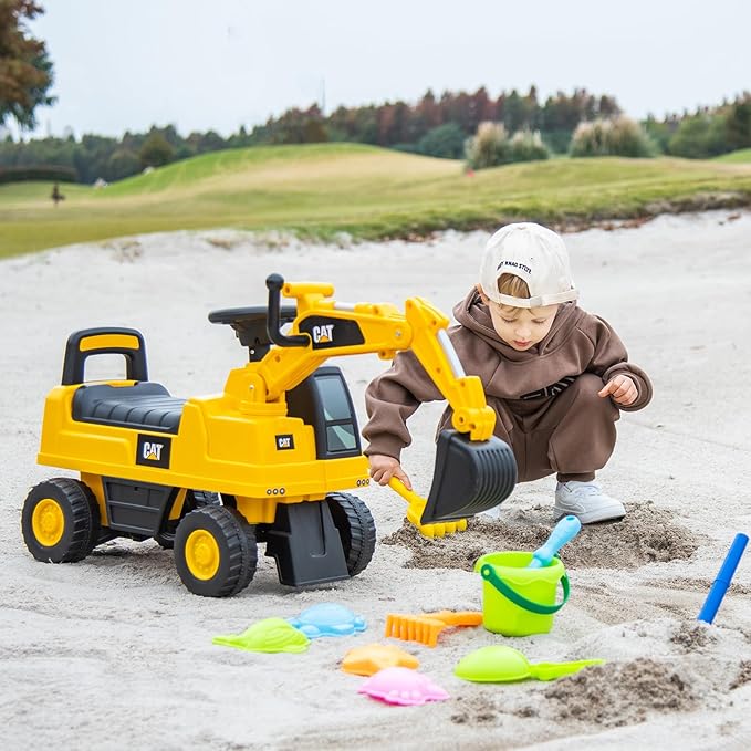 Costzon Ride on Excavator, Licensed Caterpillar Kids Excavator Digger w/Rotatable Digging Bucket, Under-seat Storage, Construction Vehicles for Kids, Ride on Toys for Toddlers 1-3 Gift (Digger)