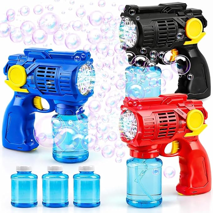 Toy Life 3 Pack Bubble Guns for Kids, Automatic Bubble Blower, Leakproof & Lightweight, Outdoor Summer Toy, Easter Basket Stuffer, Party Favor, Birthday Gift for Toddlers Boys Girls