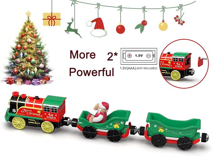 Electric Train Set for Wooden Tracks, Battery Powered Trains Toy with Lights & Sounds for Toddlers, Motorized Train for Kids Compatible with Thomas & Friends, Brio, Chuggington