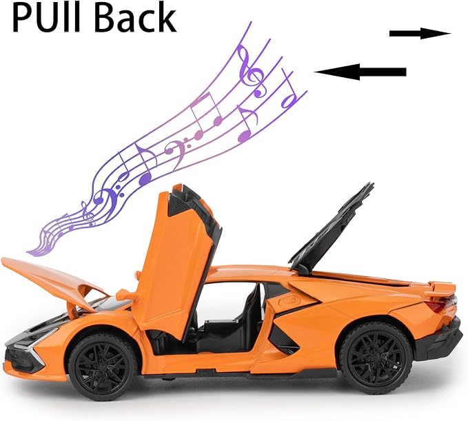 BDTCTK 1/32 Comapatible for Lamborghini ‌Aventador LP700-4 Model Car, Zinc Alloy Diecast Pull Back Toy Cars with Sounds and Lights Vehicles for Kids Boy Girl Gift (Orange)