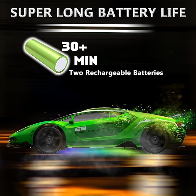RC Drift Car 1:24 Remote Control Car 4WD 15KM/H High Speed Racing Sport Car with LED Lights RC Cars Toy for Kids Boys Girls Adults Gifts Birthday Christmas Rechargeable Batteries