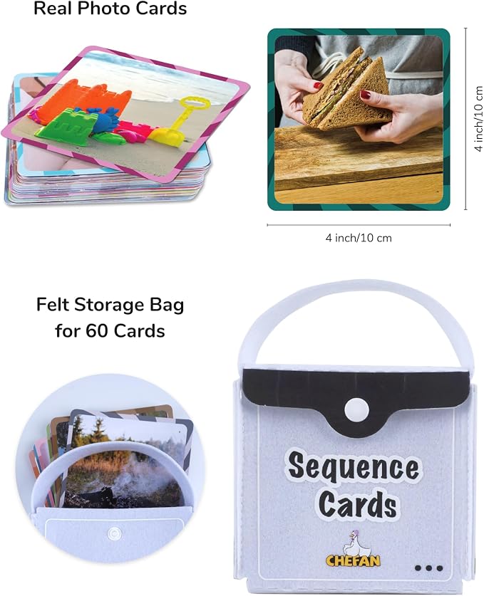 CHEFAN Sequencing Cards, Sequence Game for Kids, Daily Routine for Speech Therapy, Sentence Building for Autism, Special Education, Preschool, Classroom