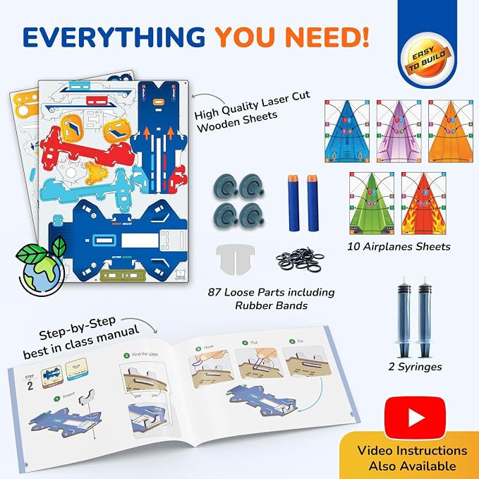 Smartivity DIY 2in1 Hydraulic Paper Airplanes & Darts Launcher STEM Toy for Kids Ages 6-14 Years I Birthday Gifts for Smart Kids | Science Kit for Boys & Girls 6, 8,10,12,14 Years Old