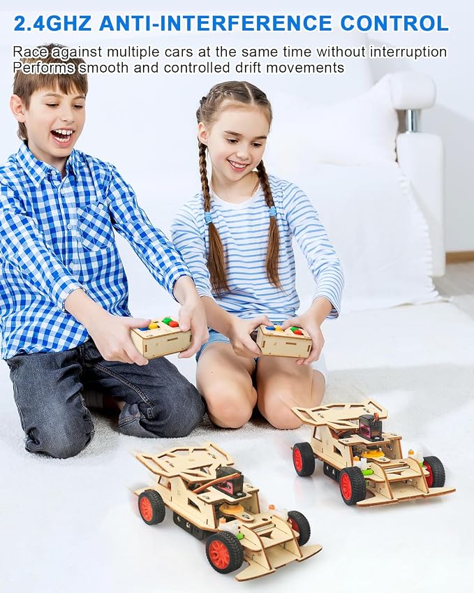 Poraxy STEM Kits for Kids 8-10, STEM Toys for Boys Ages 8-13, Remote Control Car, Wooden 3D Puzzles Science Kits 8-12 Projects Building Model, Birthday Gifts for 9 11 14 Year Old Teen Boys Girls