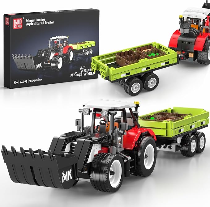 Mould King 24093 Farm Wheel Loader Building Sets, 504+ Pieces Mini World City Series Construction Sets, Farm Toys for Boy Age 8+