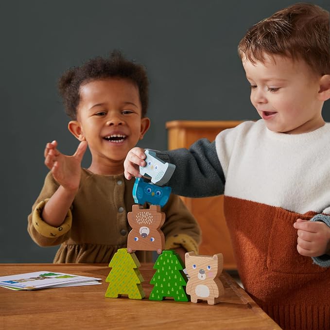 HABA Forest Friends Wooden Stacking Toy – Montessori Sorting Game & Shape Sorter for Toddlers – Educational Wooden Blocks for Preschool Learning – Stacking Toys for Toddlers 2+, Made in Germany