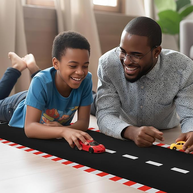 Fabbay 2 Pieces Racing Car Party Decorations 2 x 9. 8 ft Long Racetrack Floor Running Mat Drag Race Car Road Birthday Party Supplies Checkered Race Tracks Runway Party Supplies for Sport Event