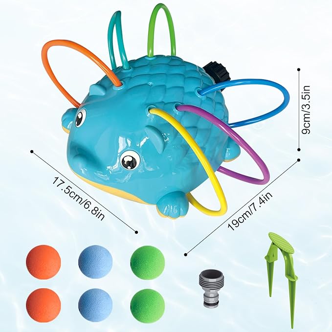 Kids Water Sprinkler Toy, 360° Outdoor Splash Sprinkler with Wiggling Water Arms, Fun Backyard Summer Water Toy for Toddlers, Boys and Girls, Easy Hose Connection for Lawn, Garden and Pool Party