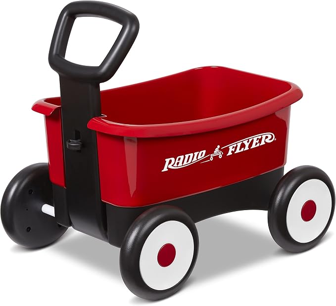 Radio Flyer Push & Pull Walker Wagon, Red, for Kids 1-4 Years Old, Locking Handle for Stability, Baby Push Walker Converts to Pull Wagon, for Indoor & Outdoor Play, Amazon Exclusive
