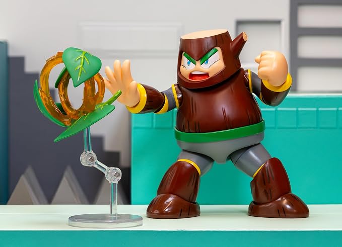 Jada Mega Man Wave 3 Wood Man Action Figure Toys – 1:12 Deluxe Scale – 6" Tall, Fully Articulated, Collector Packaging