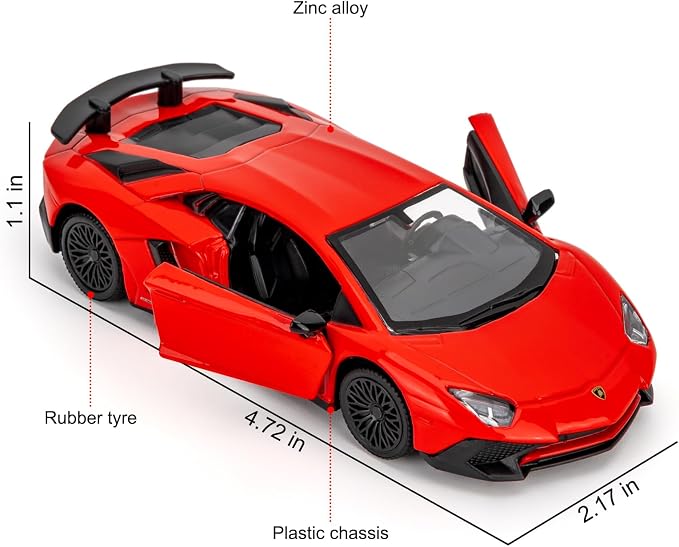 TGRCM-CZ 1/36 Scale Lamborghini Aventador LP700-4 Casting Car Model, Zinc Alloy Toy Car for Kids, Pull Back Vehicles Toy Car for Toddlers Kids Boys Girls Gift (Red)