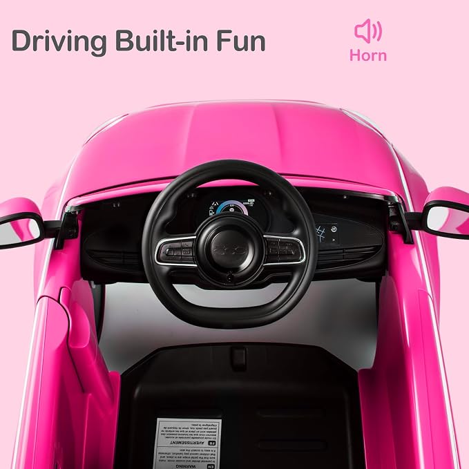 Licensed Fiat 500 Ride on Push Car by INFANS, 3 in 1 Baby Stroller Sliding Walking Car with Retractable Footrest, Parent Control Handle, Horn, Foot-to-Floor Toys for Kids Toddlers 18 Month+ (Pink)
