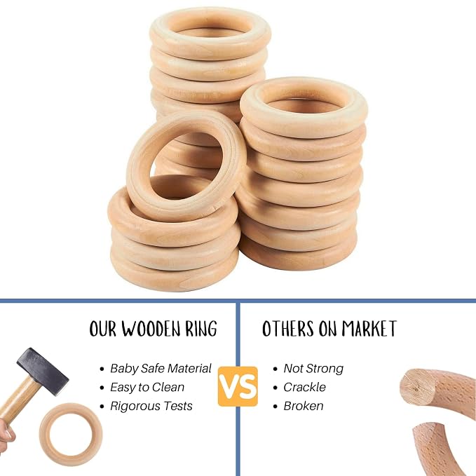 Baby Teething Toys, Silicone Chewable Teethers with Wooden Ring for Soothing Babies Gums, Rudder Chewers Shower Gift for lnfants & Toddlers, 3+ Months (6 Directions, Ocean)