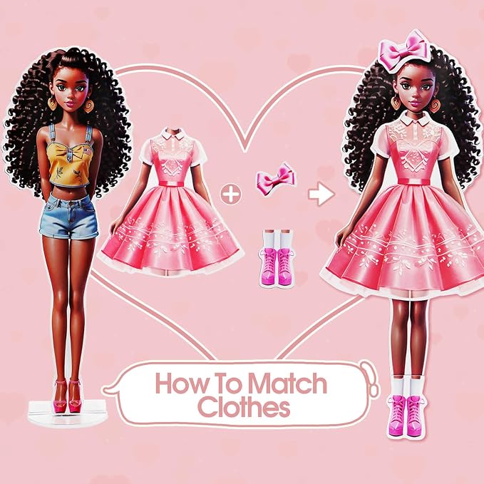 PainZieteg Magnetic Dress Up Dolls, Magnetic Princess Dress Up Paper Dolls, Magnetic Dress Up Dolls for Girls Ages 4-10 Learning Created Imagine Set Birthday Gift (May)