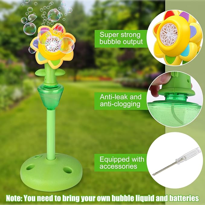 Palksky Bubble Machine for Kids Toddlers, 2PCS Flower Bubble Maker with Lights for Parties, Rechargeable Automatic Bubbles Blower Machine for Outdoor Wedding Birthday Party