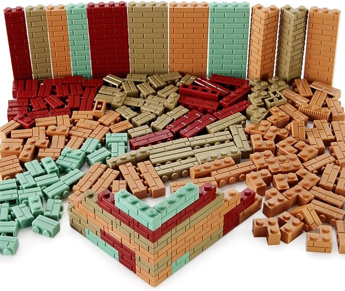 Masonry Bricks Set - Compatible with Major Brands Building Blocks, 260 Pieces Bulk 1x2 1x3 1x4 and Corner Bricks for DIY Wall House Construction Gift for Kids (Multicolored)