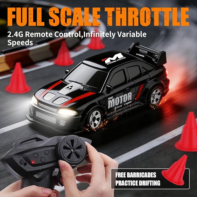 Desktop Drift Car,1:64 Remote Control Car, RC Cars with LED Lights, Mini RC Drift Car for Race, for Boys Kids Adults