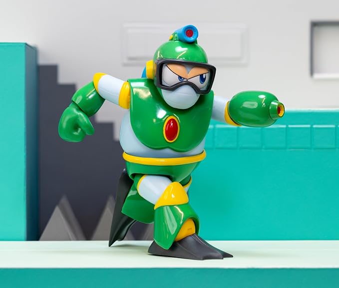 Jada Toys Mega Man Wave 3 Bubble Man Action Figure 1:12 Deluxe Scale 6" Tall, Fully Articulated, Collector Packaging