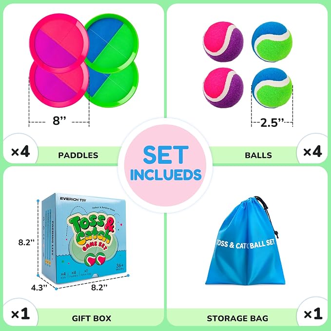 Upgraded Toss and Catch Ball Game Set, Beach Pool Toys Outdoor Games for Kids Toys, Outside Family Lawn Yard Games, for Boys Girls 3 4 5 6 7 8 9 10 11 12 Years Old