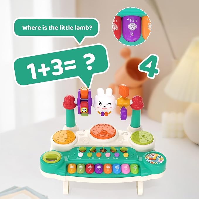 20-in-1 Musical Piano Keyboard Toy, Toddler Drum Set for 1-3, Blue | STEM Educational Sensory, Interactive Montessori Preschool, Electronic Learning Light-up - Baby 1st Birthday Gift 12-36 Month
