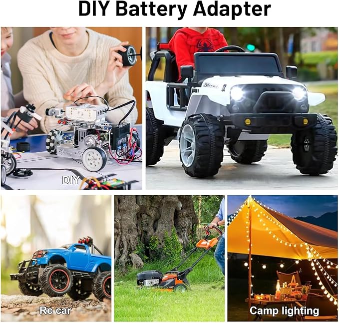 Kzreect 3 Pack for Power Wheel Adapter Compatible with Dewalt 20V Battery Converter Kit with Fuse Holder, Switch, Terminals, 12AWG Wire for DIY RC Car Toys