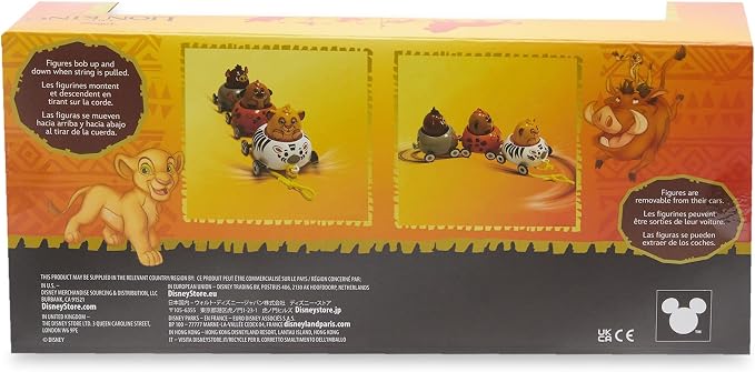 Disney Store Official The Lion King Pull Toy - Includes Simba, Timon, & Pumbaa on Elephant, Zebra, & Giraffe Cars - Perfect for Disney Gifts, Kids Toys, & Sensory Toy Collections