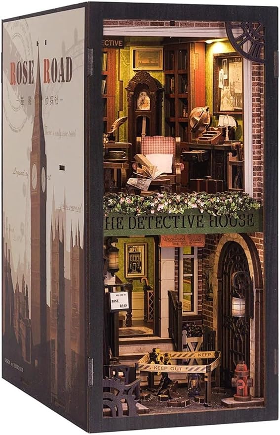 CUTEBEE Book Nook Kit - DIY Miniature House Dollhouse Kit for Adult and Teens, Booknook Bookshelf Decor Alley Model Build with LED Light, Gifts for Family and Friends