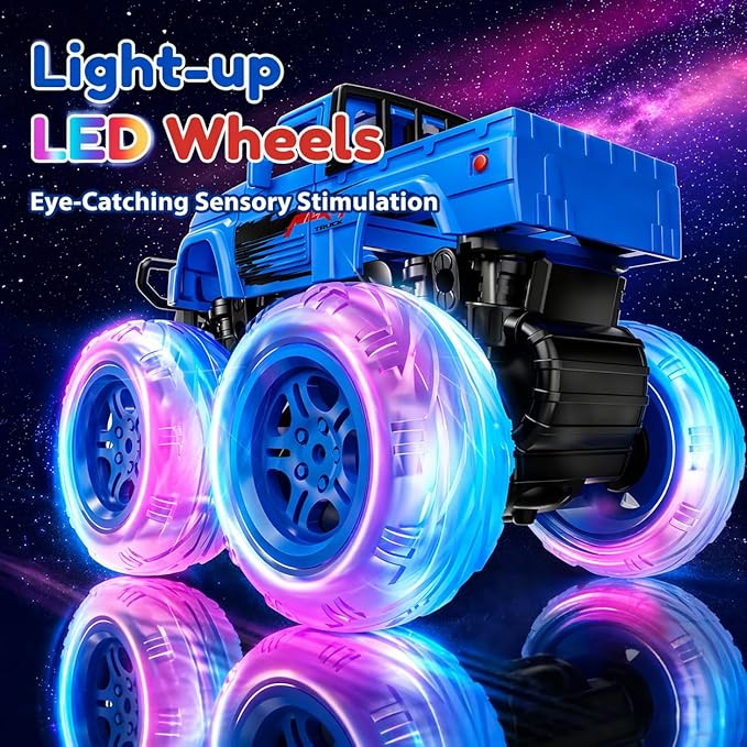 SEPHIX Monster Truck Toys for Toddler Boys Gift:2 Pack Trucks for Boys Age 2-4, Light-Up Wheels Monster Trucks for Kids Ages 4-8,Pull Back Cars for 3+ Year Old Girls,Birthday Gifts for 3 Year Old Boy