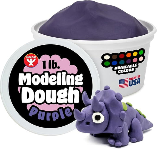 Hygloss Play Modeling Dough for Kids – Safe & Non-Toxic Sensory Dough for Arts and Crafts – 1 lb Tub – Play Clay for Toddler Activities, Preschool Classroom Must-Haves – Purple Color, Unscented