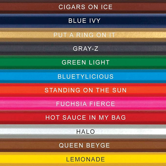 PunLabs Shades of Bey Colored Pencil Set for Adults – 12 Beyoncé-Inspired Parody Pencils with Clever Foil-Stamped Names, Soft Core Colored Pencils, Ideal Beyoncé Merch & Beyoncé Gifts for Fans