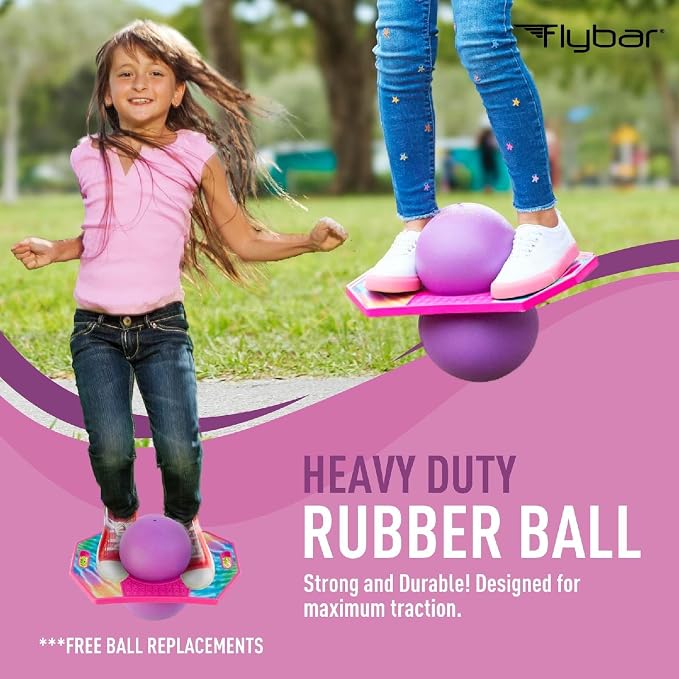 Flybar LED Pogo Trick Ball for Kids Balance Bounce Board w/Anti-Slip Deck