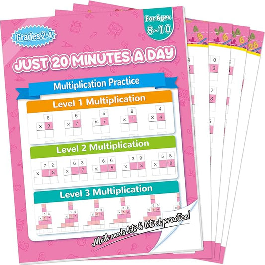 Single&Double Digit Multiplication Math Problem Workbook for 2nd Grade 3rd Grade 4th, Multiplication Practice Worksheets One Page A Day Math for Ages 7-10, Math Repetition Exercise Daily, 56 Pages