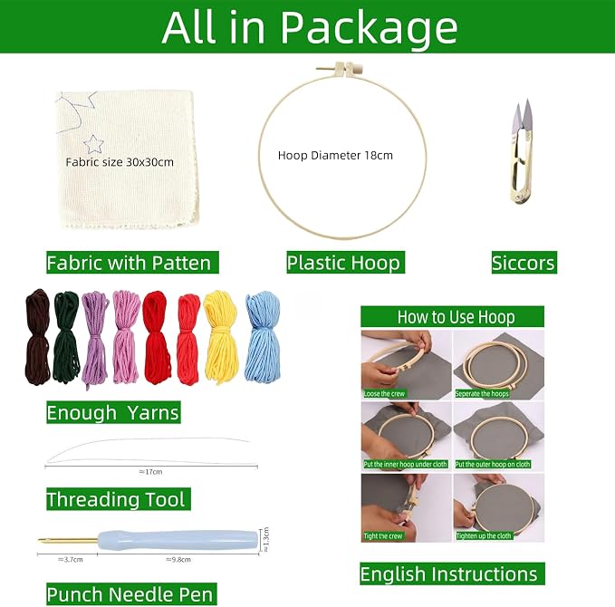 DIY Punch Needle Kits for Beginners Cartoon Giraffe Sunset with Hoop Embroidery Punch Needle Starter Craft Set Easy for Adults and Children Festival Gift and Decoration 20x20cm-1
