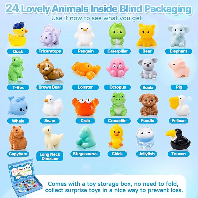 Bath Bombs for Kids with Surprise Inside, 24 Pack Kids Bath Bombs with Toys Inside Gift Set, Kid Bubble Bath Fizzy for Girls Boys with Bath Toys (Blue Edition)