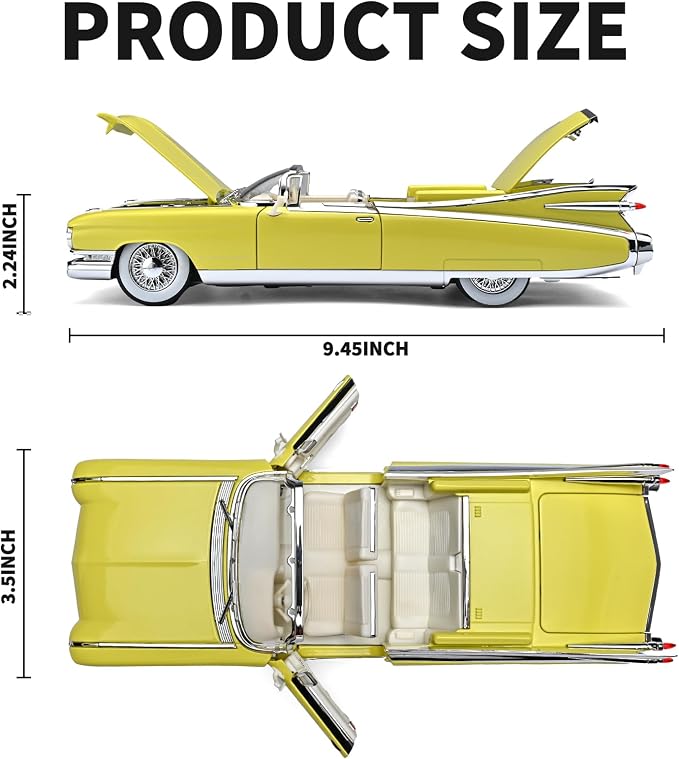 RZAPE Toy Car Models 1/24 Diecast Cars Eldorado Metal Model Car Carros De Coleccion,Model Cars Kits for Adults and Boys,Pull Back Car with Lights and Sounds,Toy Cars for Boys Age 4-7（Yellow）