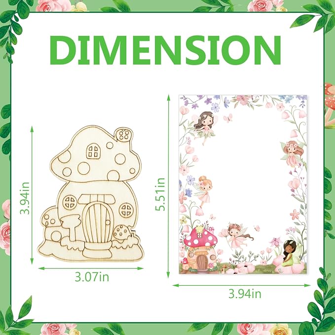 Xvvti 12PCS Fairy Party Favors- DIY Fairy Wood Painting Kits with Art Supplies – Fun Thank You Gifts, Birthday Party& Goodie Bag Stuffer
