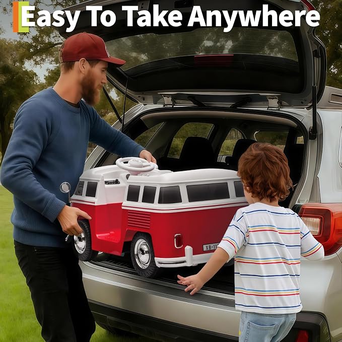 6V Licensed Volkswagen Electric Ride-on Car for Toddlers with 4.5AH Long-Lasting Power Battery, Ride on Bus with Led Light, Horn and Music, Battery Powered Ride on Toy for Kids - Gift for Sweets