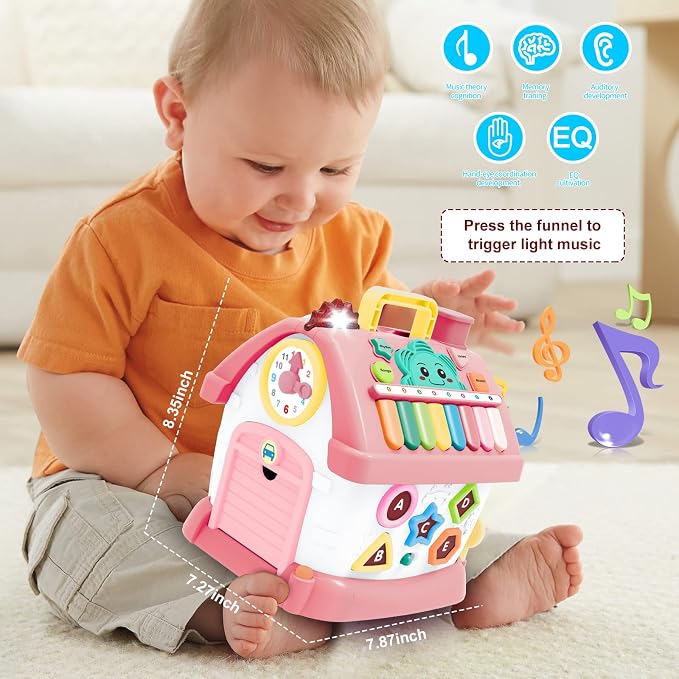 Ming You Montessori Toys for 1.5+ Year Old Girl Gifts - 8-in-1 Musical Learning House Baby Toy, Toddler Toys Age 18M+ Girls Educational Birthday Gifts