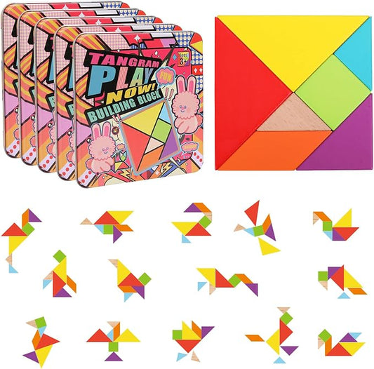 5 Pack Wooden Blocks Puzzle Brain Teasers Toy STEM Montessori Educational Gift for Kids Ages 3-6 Stocking Stuffers