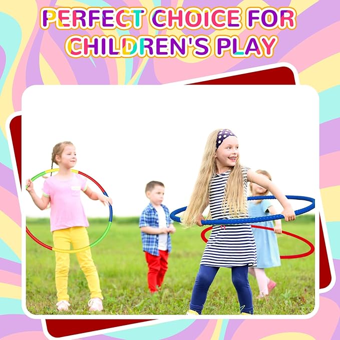 Sratte 12 Pcs Toy Hoop for Kid Detachable Adjustable Toy Hoop Colored Hoop Exercise Ring Plastic Circle for Kid Teen Gymnastics Dog Agility Equipment, Require Self Assembly(Classic Color, 32 Inch)