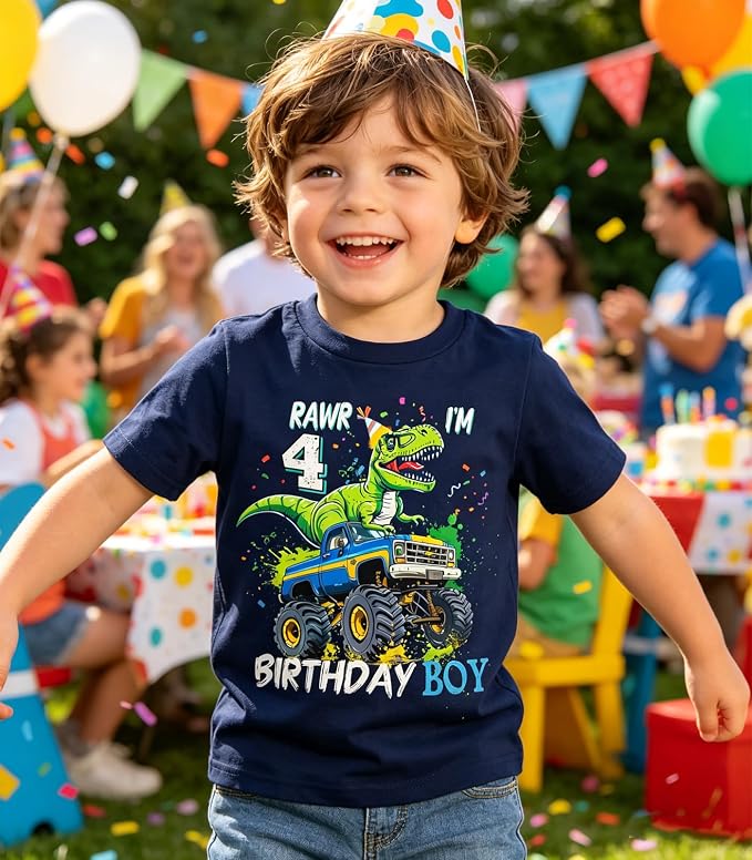 Lovekider 2-5 Years Birthday Boy Shirt Construction Party T-Shirts Excavator Cotton Short Sleeve Tee Dark Grey