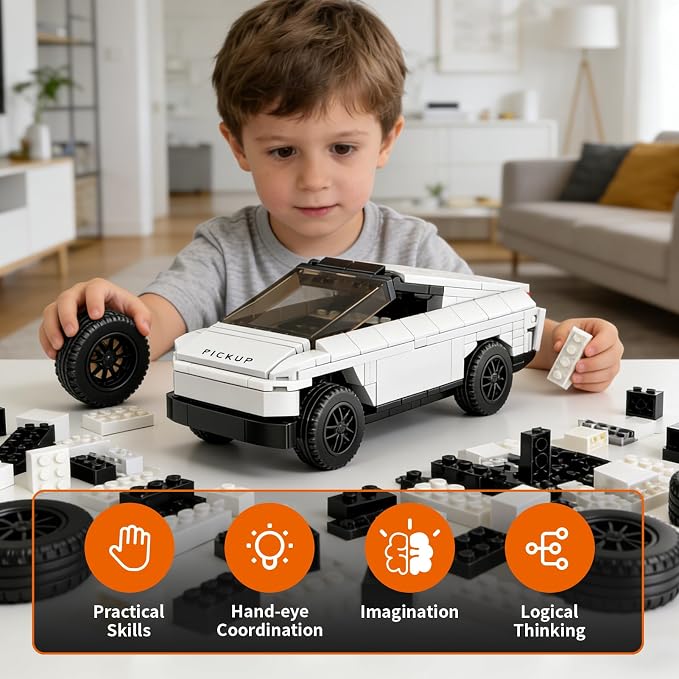 STEM Building Toys for 6 7 8 9 Years Old, 242PCS Remote Control RC Cybertruck Engineering Construction Kit, Educational Learning Blocks Set, Christmas Birthday Gift for Boys Girls Ages 8-12